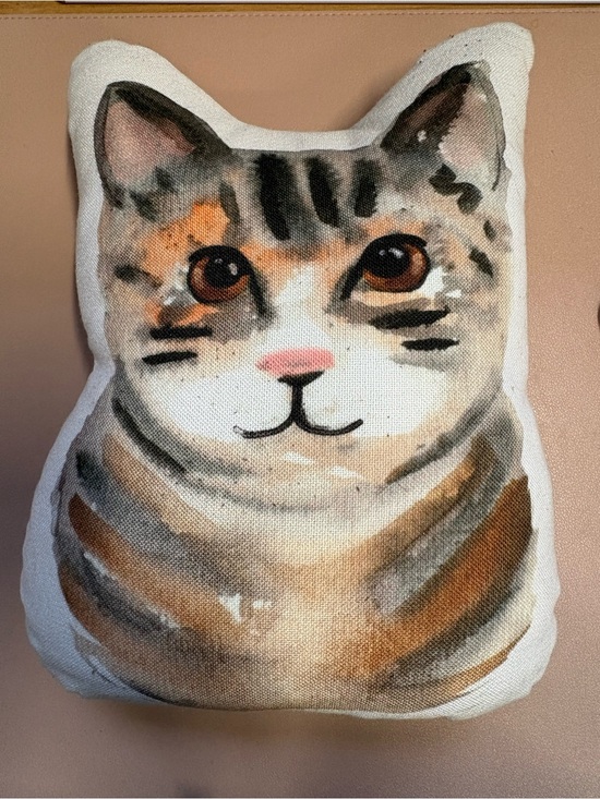 Other - Cat Shaped Throw Pillow - Brown Tabby Design